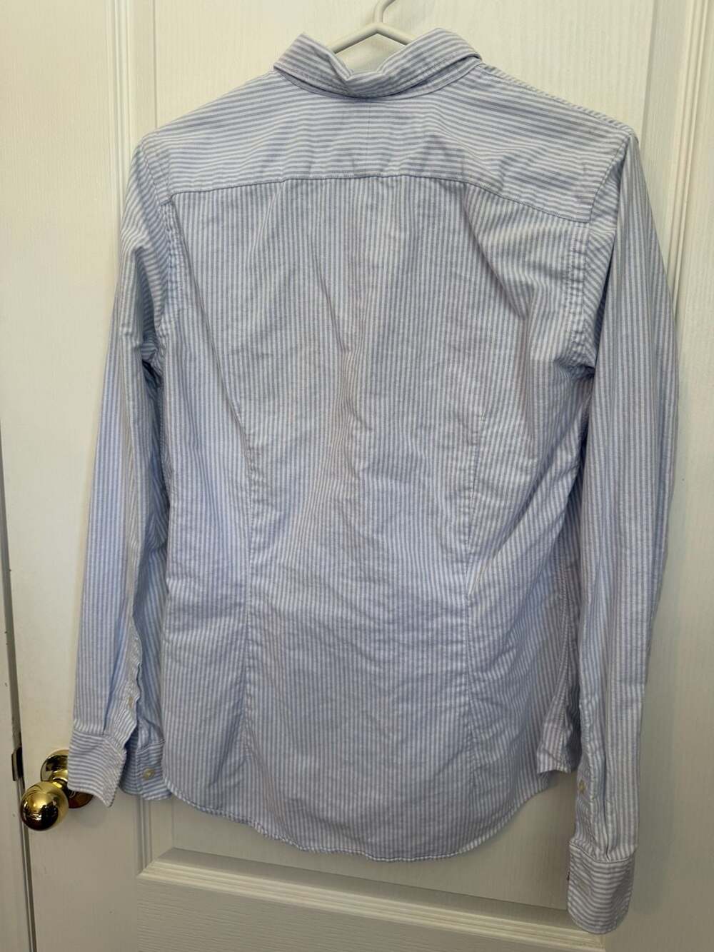 Ralph Lauren Blue and White Striped Long Sleeve Slim Fit Button Down Shirt - Picture 12 of 13
